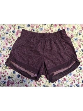 Athleta printed mesh racer run short 4” violet static